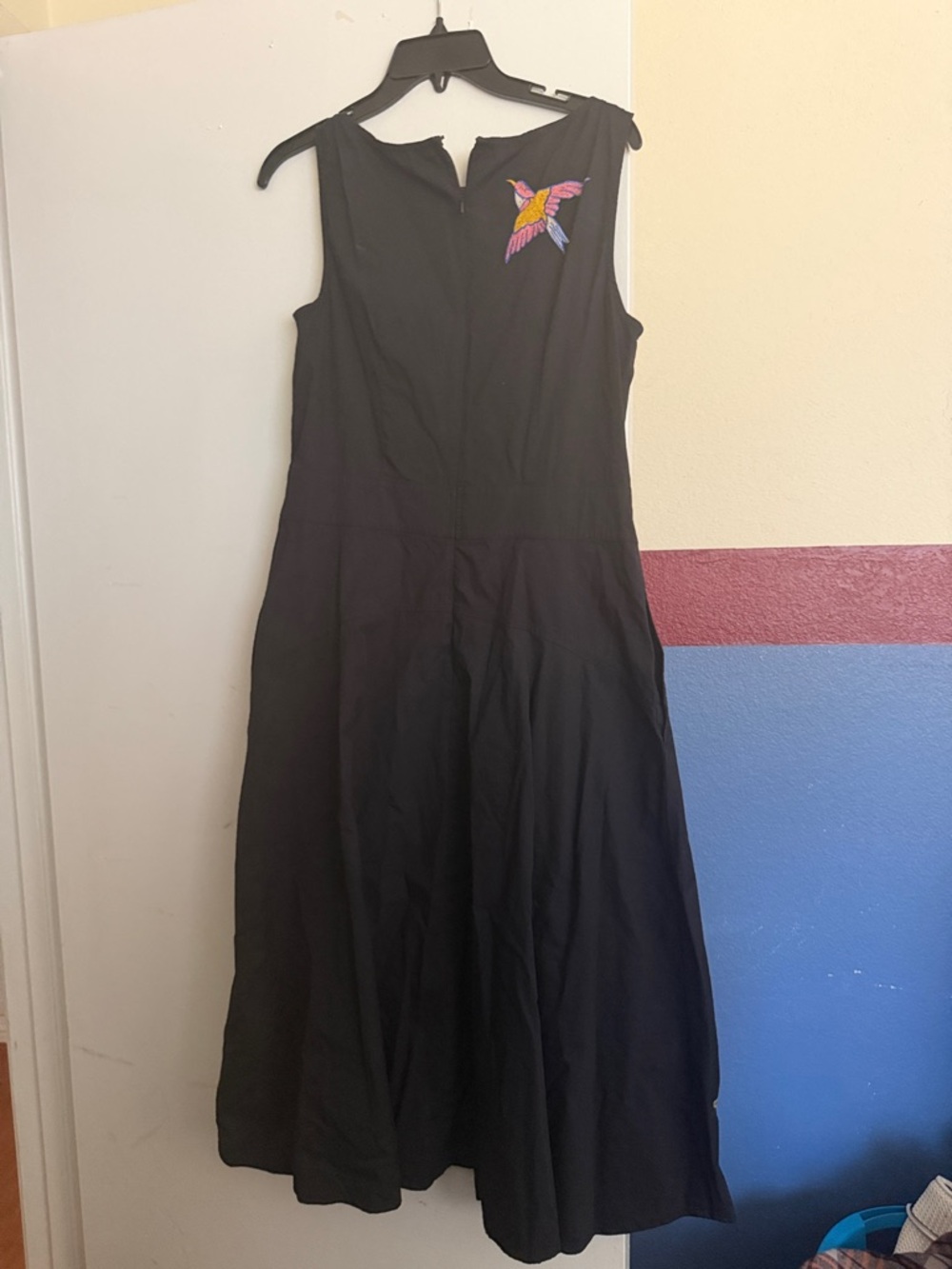 Black Floral Embroidered Sleeveless Dress - Picture 4 of 5